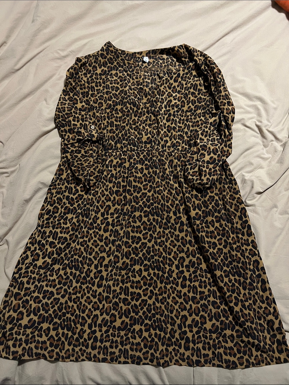 Old Navy Leopard-Print Midi Dress - Brown and Black